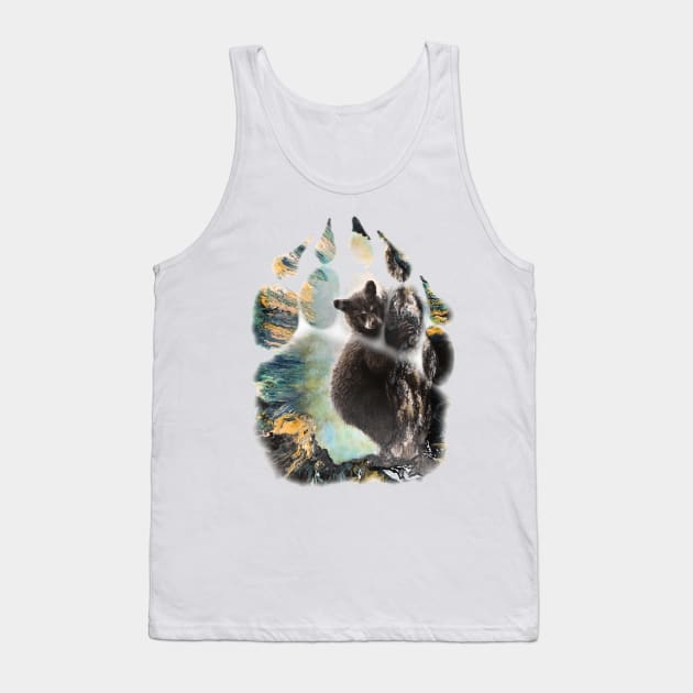 Realistic Bear Cub In the Bear Print/ Cute Bear Cub On the Tree Tank Top by ForestWhisper